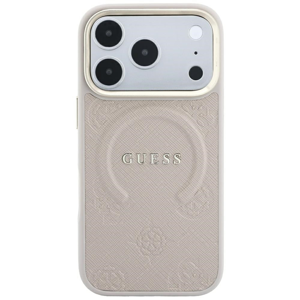 Guess iPhone 17 Pro Max/iPhone 18 Pro Max-deksel Saffiano Peony Embossed MagSafe Rosa