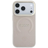 Guess iPhone 17 Pro Max/iPhone 18 Pro Max-deksel Saffiano Peony Embossed MagSafe Rosa