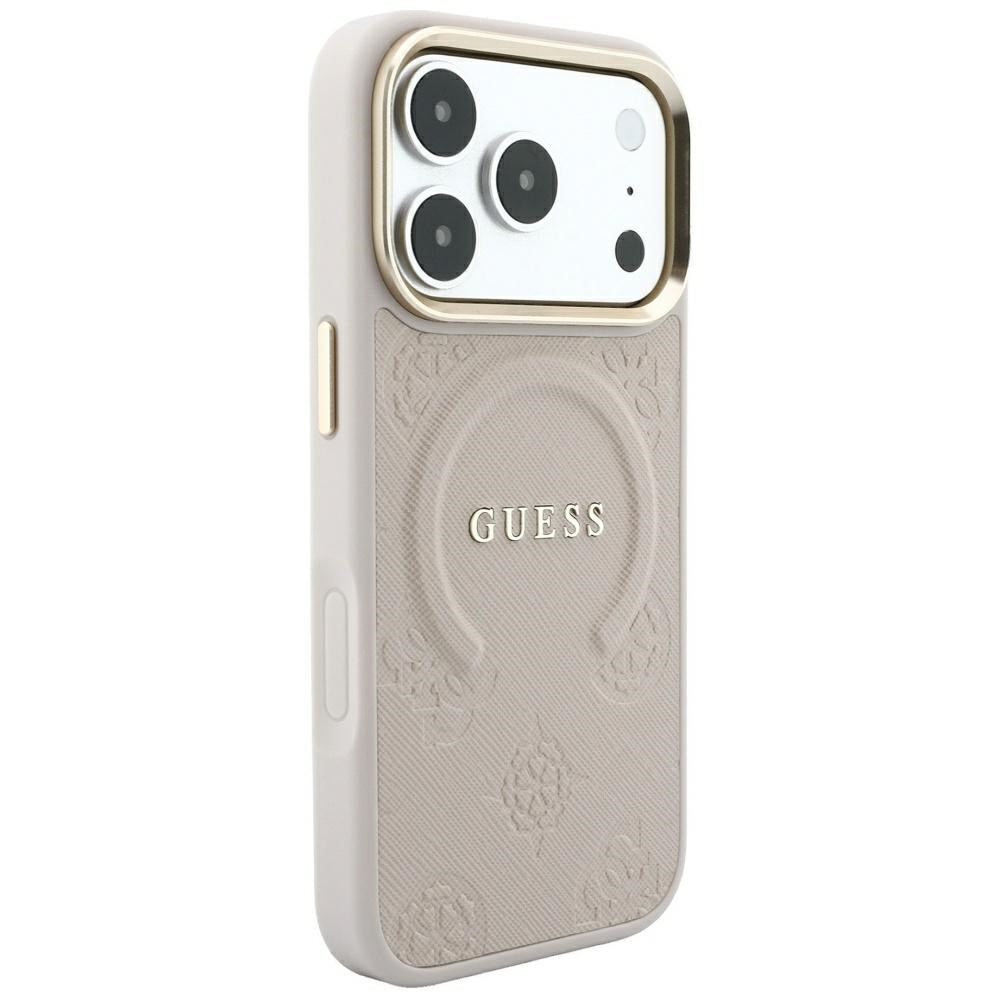 Guess iPhone 17 Pro Max/iPhone 18 Pro Max-deksel Saffiano Peony Embossed MagSafe Rosa