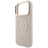 Guess iPhone 17 Pro Max/iPhone 18 Pro Max-deksel Saffiano Peony Embossed MagSafe Rosa