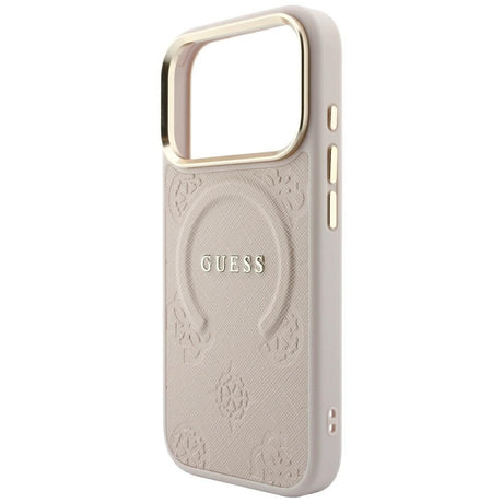 Guess iPhone 17 Pro Max/iPhone 18 Pro Max-deksel Saffiano Peony Embossed MagSafe Rosa