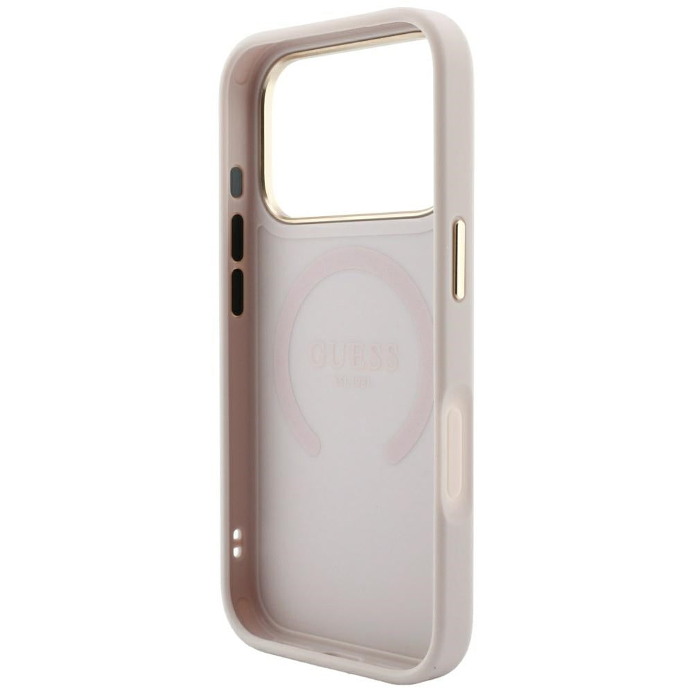 Guess iPhone 17 Pro Max/iPhone 18 Pro Max-deksel Saffiano Peony Embossed MagSafe Rosa