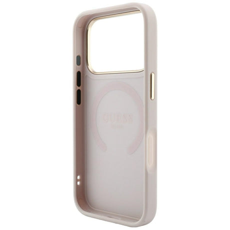 Guess iPhone 17 Pro Max/iPhone 18 Pro Max-deksel Saffiano Peony Embossed MagSafe Rosa
