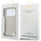 Guess iPhone 17 Pro Max/iPhone 18 Pro Max-deksel Saffiano Peony Embossed MagSafe Rosa