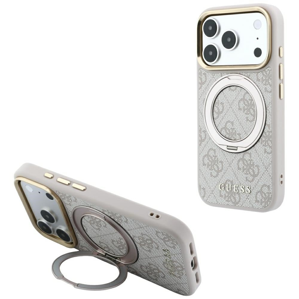 Guess iPhone 17 Pro Max/iPhone 18 Pro Max Deksel Ring Stand 4G Classic Logo Rosa