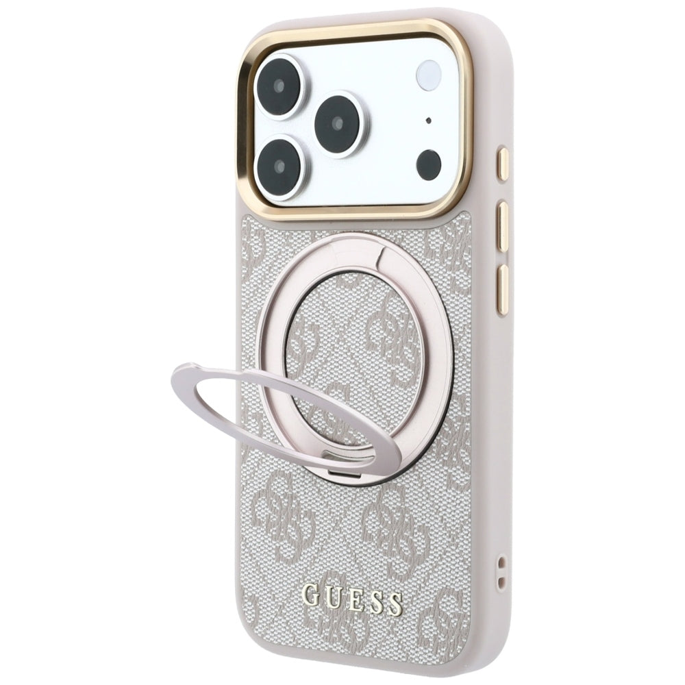 Guess iPhone 17 Pro Max/iPhone 18 Pro Max Deksel Ring Stand 4G Classic Logo Rosa