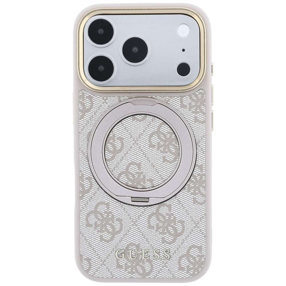 Guess iPhone 17 Pro Max/iPhone 18 Pro Max Deksel Ring Stand 4G Classic Logo Rosa