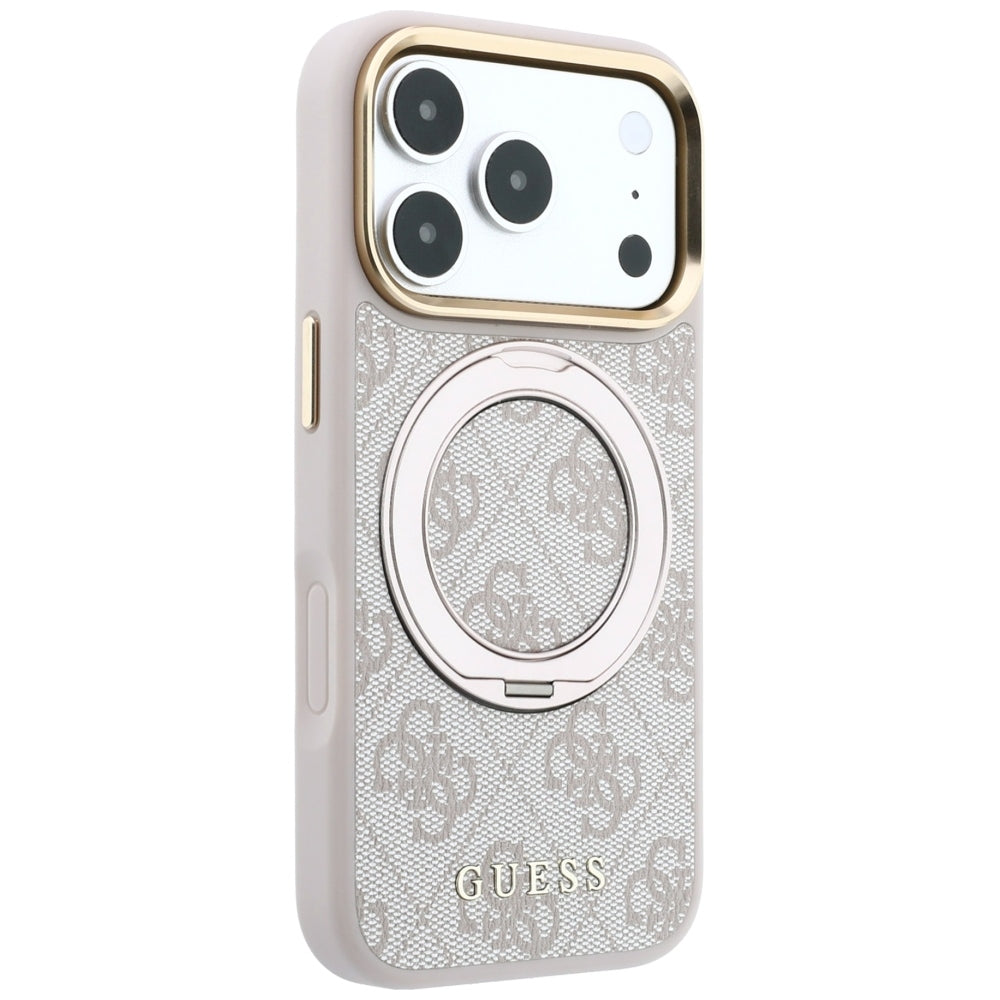 Guess iPhone 17 Pro Max/iPhone 18 Pro Max Deksel Ring Stand 4G Classic Logo Rosa