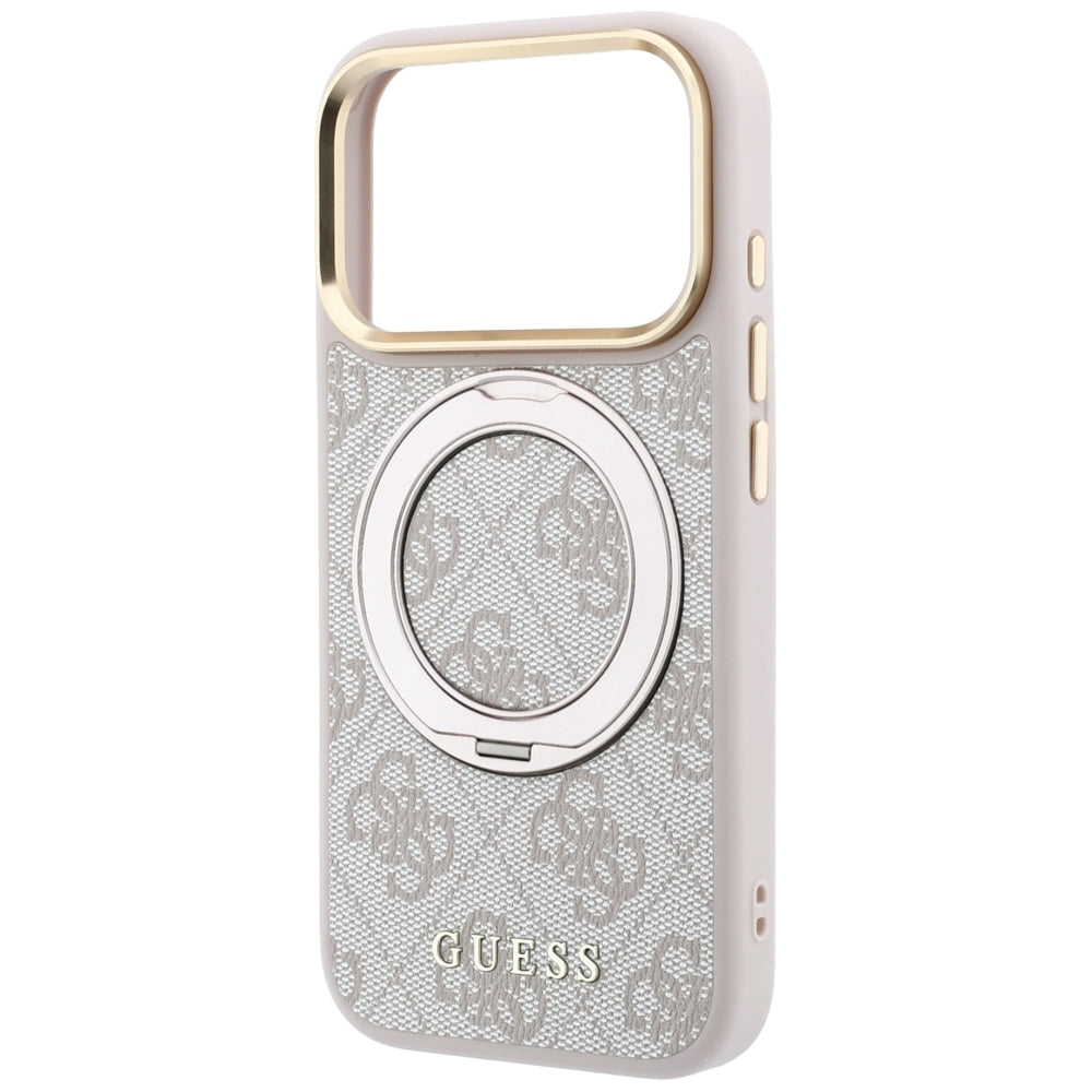 Guess iPhone 17 Pro Max/iPhone 18 Pro Max Deksel Ring Stand 4G Classic Logo Rosa