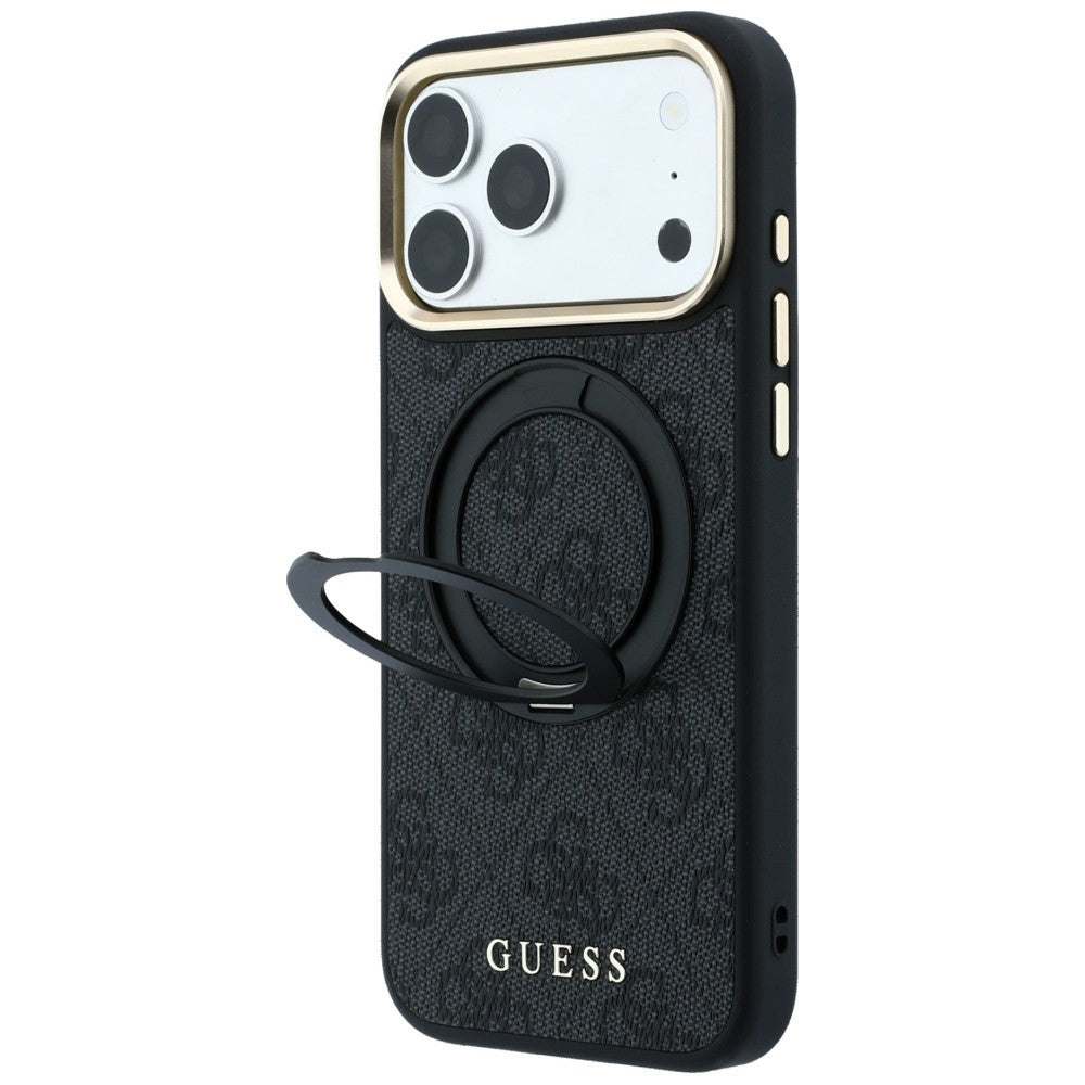 Guess iPhone 17 Pro/iPhone 18 Pro Deksel Ring Stand 4G Classic Logo Svart