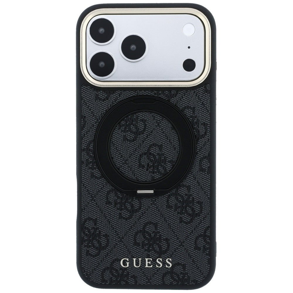 Guess iPhone 17 Pro/iPhone 18 Pro Deksel Ring Stand 4G Classic Logo Svart