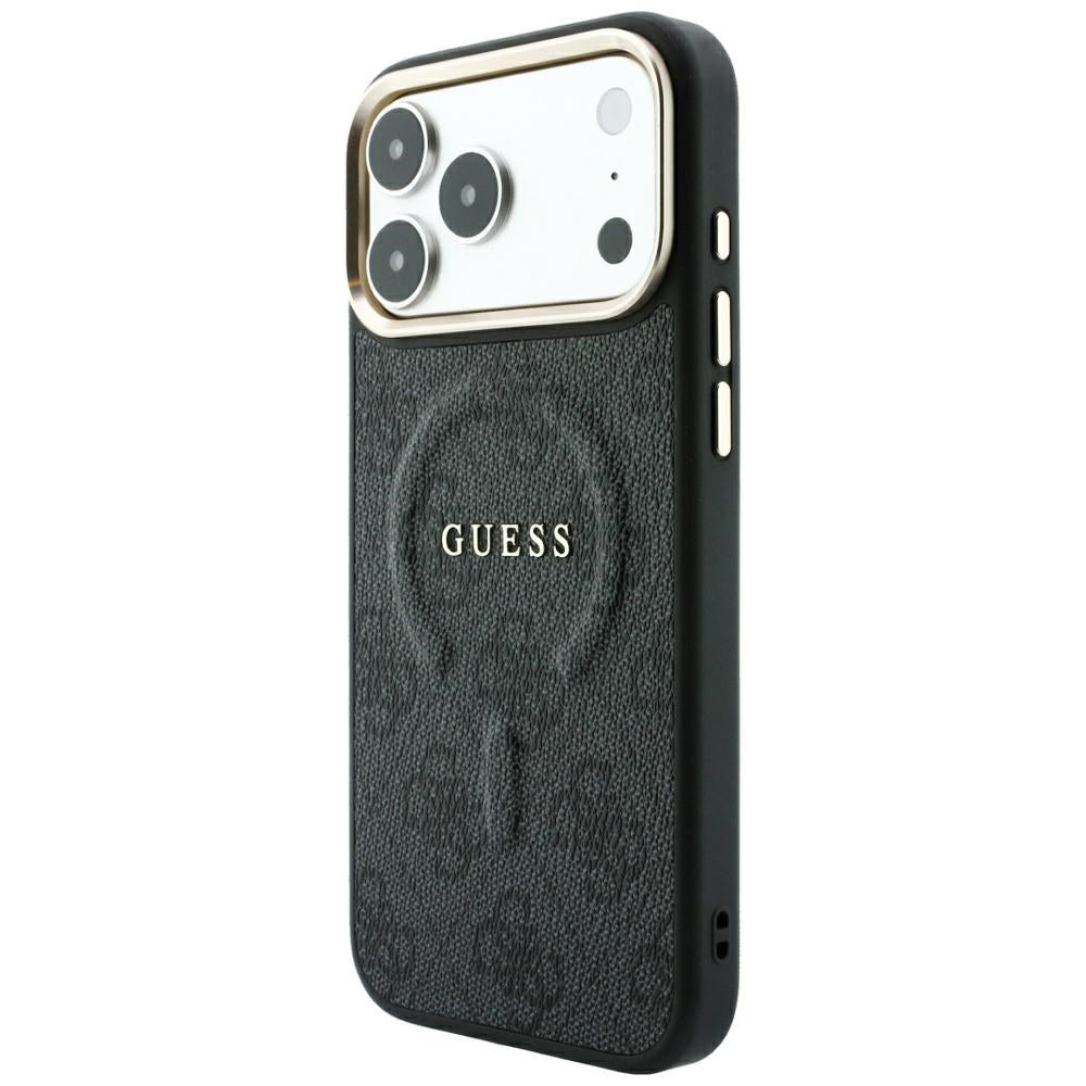 Guess iPhone 17 Pro/iPhone 18 Pro Deksel 4G Embossed MagSafe Svart
