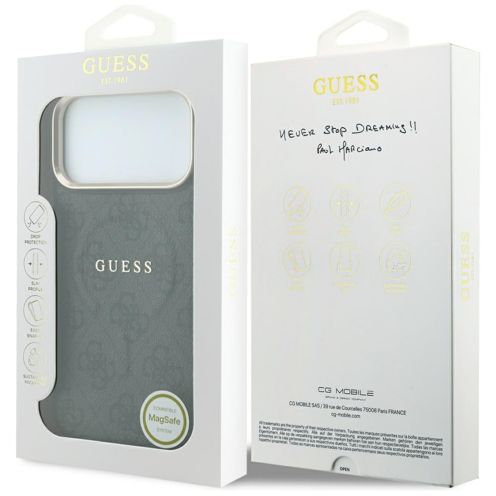 Guess iPhone 17 Pro/iPhone 18 Pro Deksel 4G Embossed MagSafe Svart