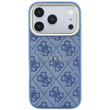Guess iPhone 17 Pro/iPhone 18 Pro Deksel 4G Embossed MagSafe Blå