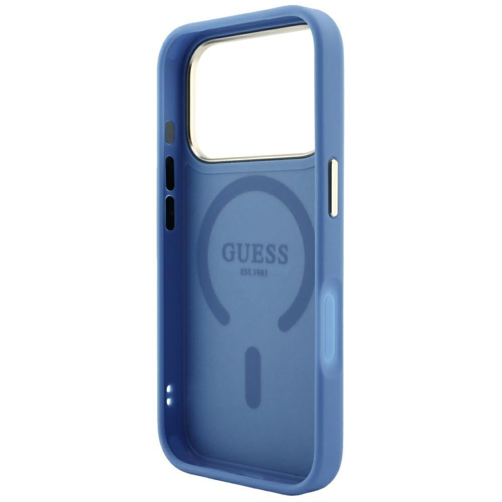 Guess iPhone 17 Pro Max/iPhone 18 Pro Max Deksel 4G Embossed MagSafe Blå