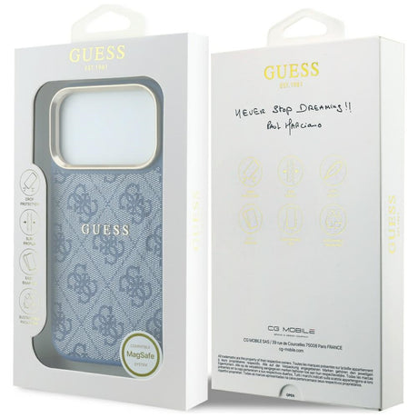 Guess iPhone 17 Pro Max/iPhone 18 Pro Max Deksel 4G Embossed MagSafe Blå