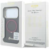 Guess iPhone 17 Pro/iPhone 18 Pro Deksel Ringstativ Script-logo Burgundy