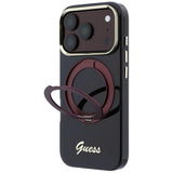 Guess iPhone 17 Pro Max/iPhone 18 Pro Max Deksel Ring Stand Script Logo Burgundy