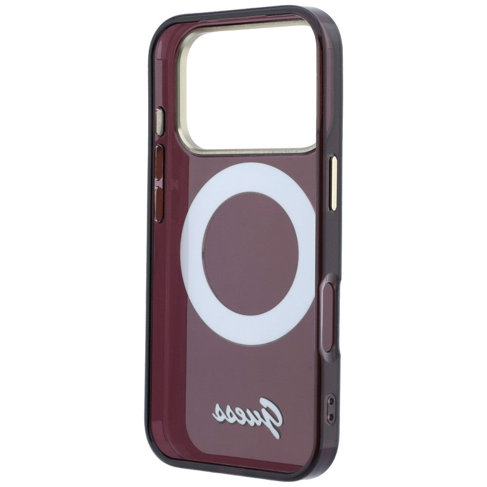 Guess iPhone 17 Pro Max/iPhone 18 Pro Max Deksel Ring Stand Script Logo Burgundy