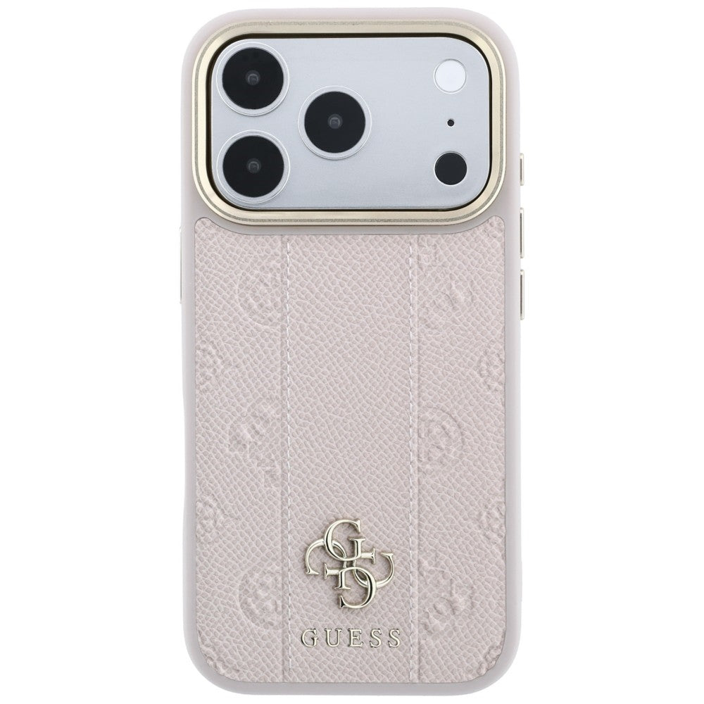 Guess iPhone 17 Pro Max/iPhone 18 Pro Max Deksel Stripe Peony 4G Logo Rosa