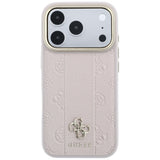 Guess iPhone 17 Pro Max/iPhone 18 Pro Max Deksel Stripe Peony 4G Logo Rosa