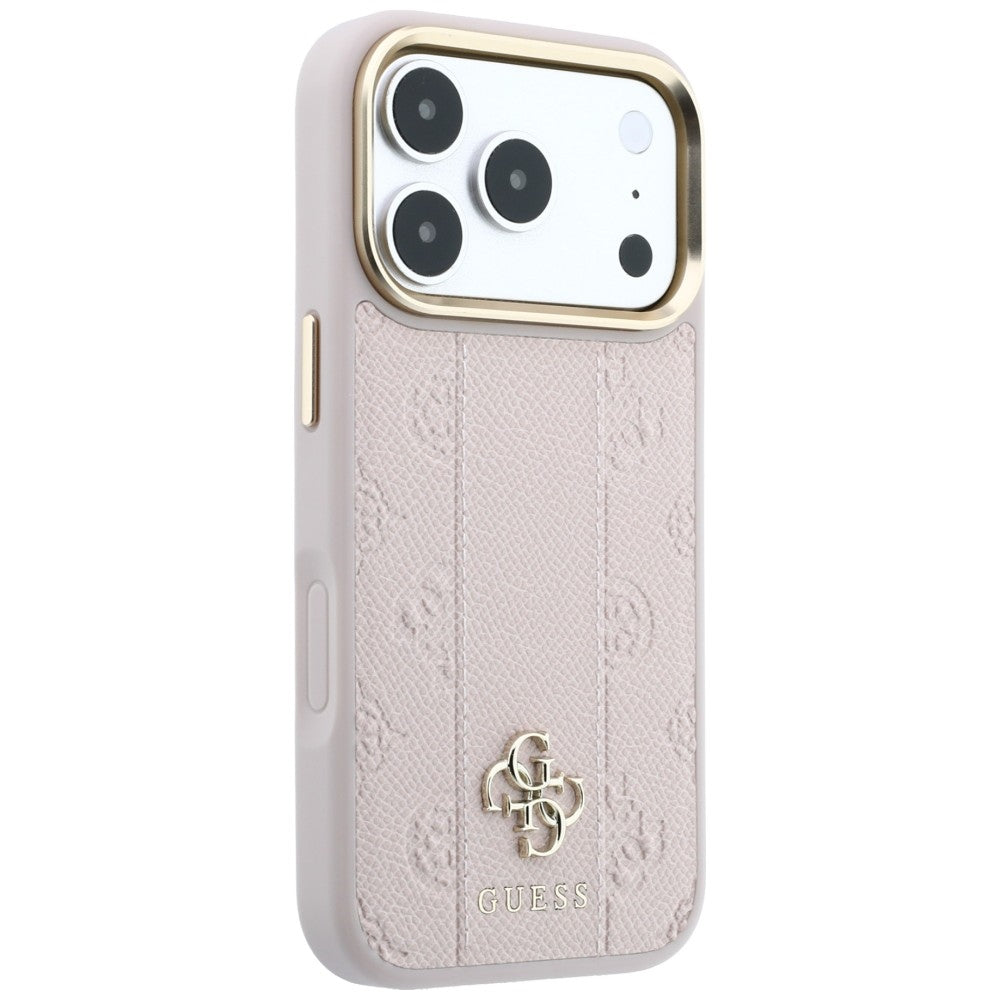 Guess iPhone 17 Pro Max/iPhone 18 Pro Max Deksel Stripe Peony 4G Logo Rosa