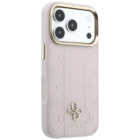 Guess iPhone 17 Pro Max/iPhone 18 Pro Max Deksel Stripe Peony 4G Logo Rosa