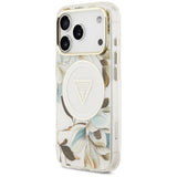 Guess iPhone 17 Pro/iPhone 18 Pro Deksel Glitter Flowers Hvit