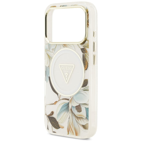 Guess iPhone 17 Pro/iPhone 18 Pro Deksel Glitter Flowers Hvit