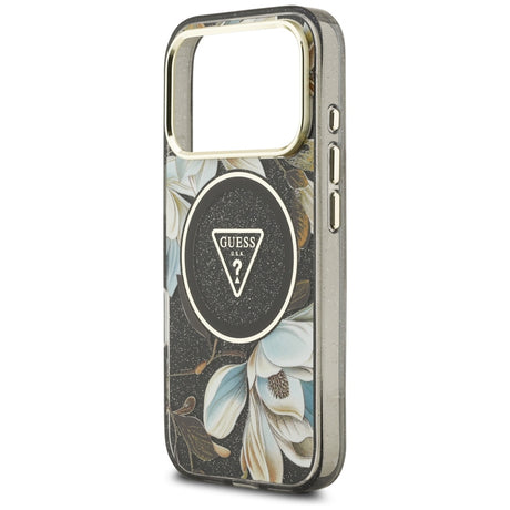 Guess iPhone 17 Pro/iPhone 18 Pro Deksel Glitter Flowers Svart
