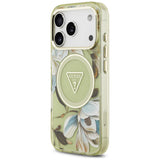 Guess iPhone 17 Pro/iPhone 18 Pro Deksel Glitter Flowers Grønn