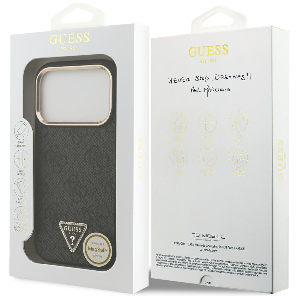 Guess iPhone 17 Pro/iPhone 18 Pro Deksel 4G Triangle MagSafe Svart