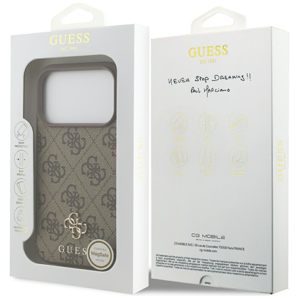 Guess iPhone 17 Pro/iPhone 18 Pro Deksel 4G Small Classic Logo Brun