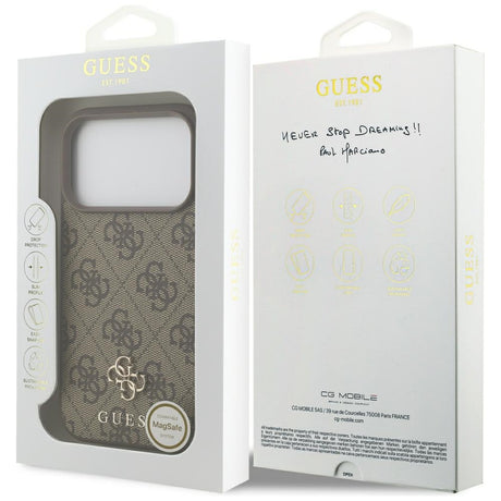Guess iPhone 17 Pro/iPhone 18 Pro Deksel 4G Small Classic Logo Brun
