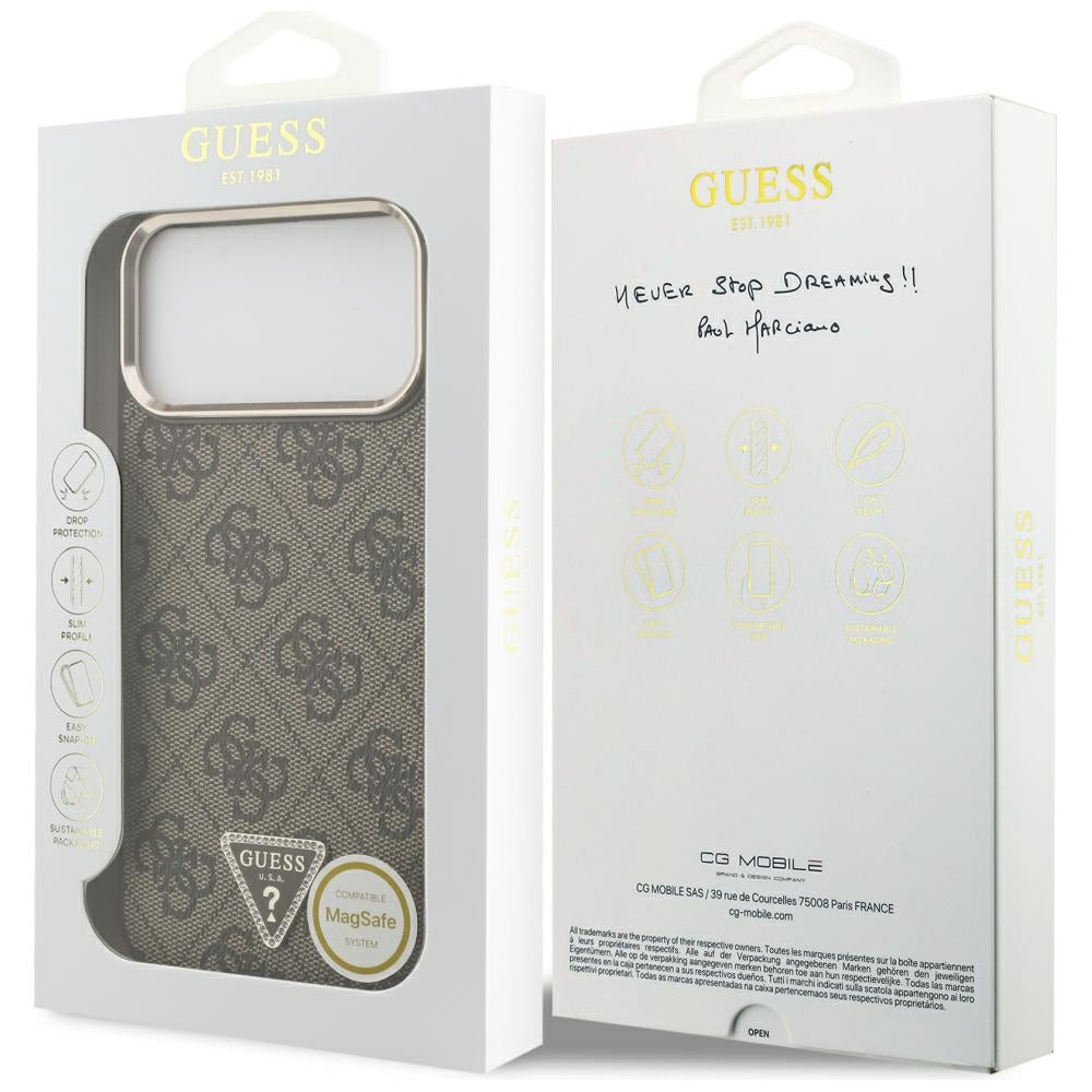 Guess iPhone 17 Pro Max/iPhone 18 Pro Max Deksel 4G Triangle MagSafe Brun