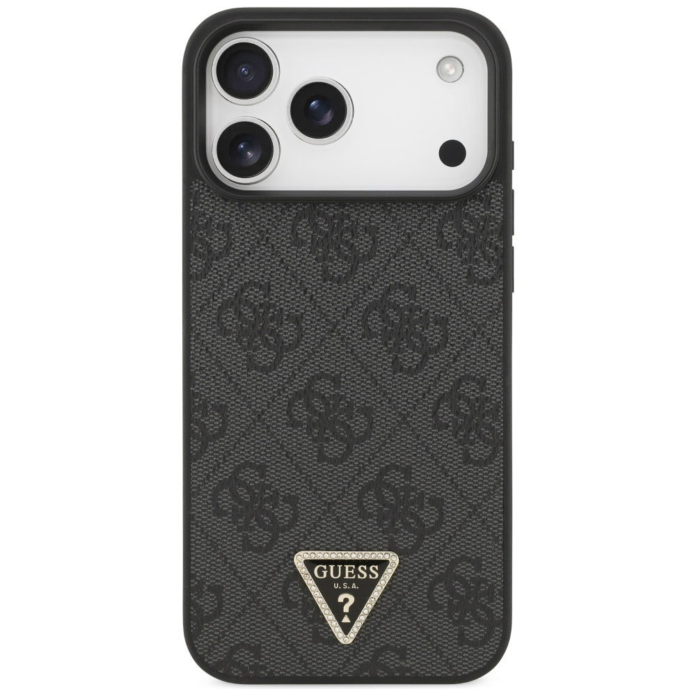Guess iPhone 17 Pro Max/iPhone 18 Pro Max Deksel 4G Triangle Strass Svart