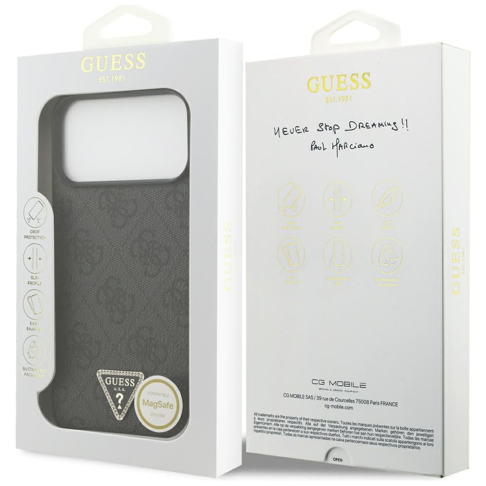 Guess iPhone 17 Pro Max/iPhone 18 Pro Max Deksel 4G Triangle Strass Svart