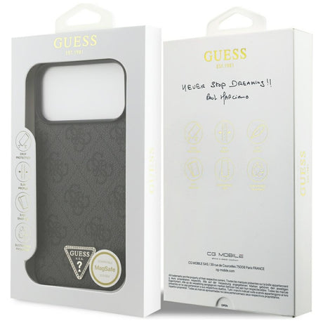 Guess iPhone 17 Pro Max/iPhone 18 Pro Max Deksel 4G Triangle Strass Svart