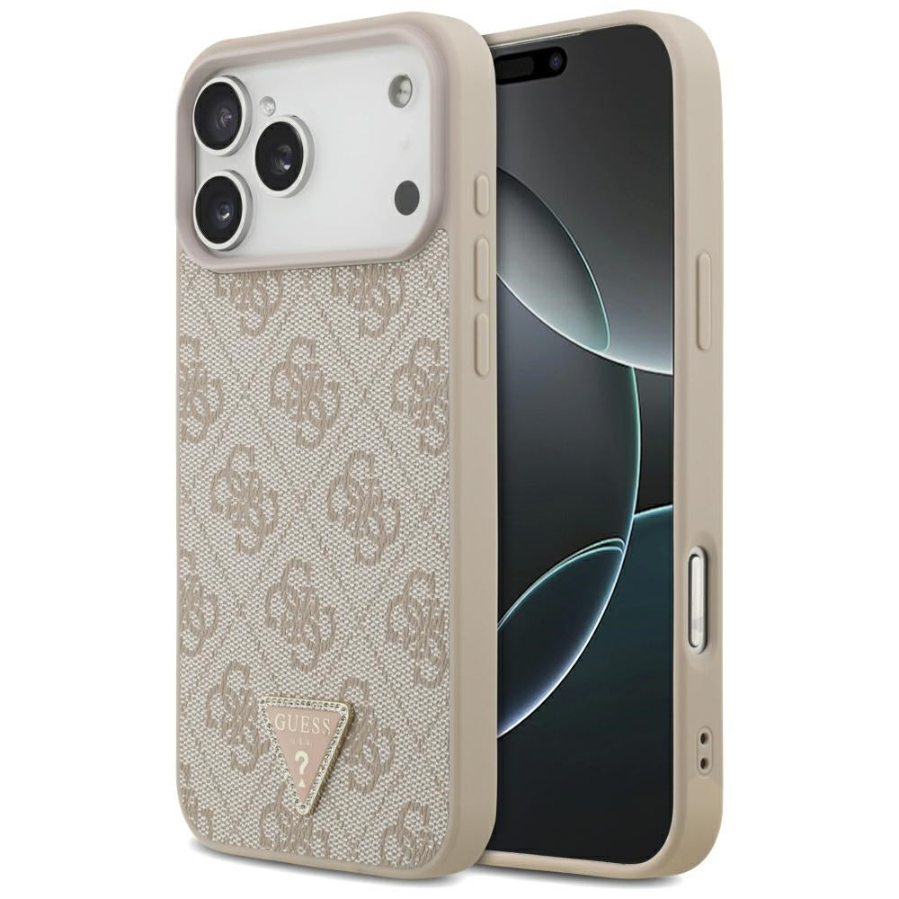 Guess iPhone 17 Pro Max/iPhone 18 Pro Max Deksel 4G Triangle Strass Rosa