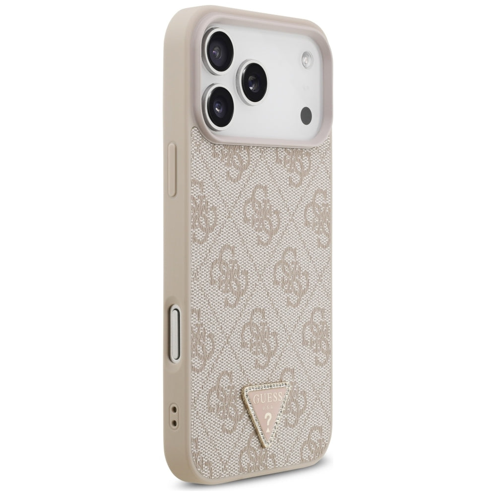 Guess iPhone 17 Pro Max/iPhone 18 Pro Max Deksel 4G Triangle Strass Rosa