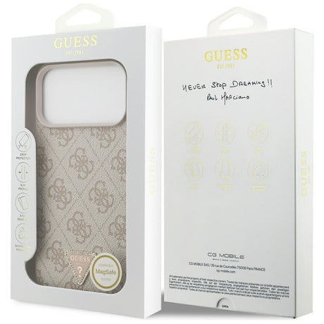 Guess iPhone 17 Pro Max/iPhone 18 Pro Max Deksel 4G Triangle Strass Rosa