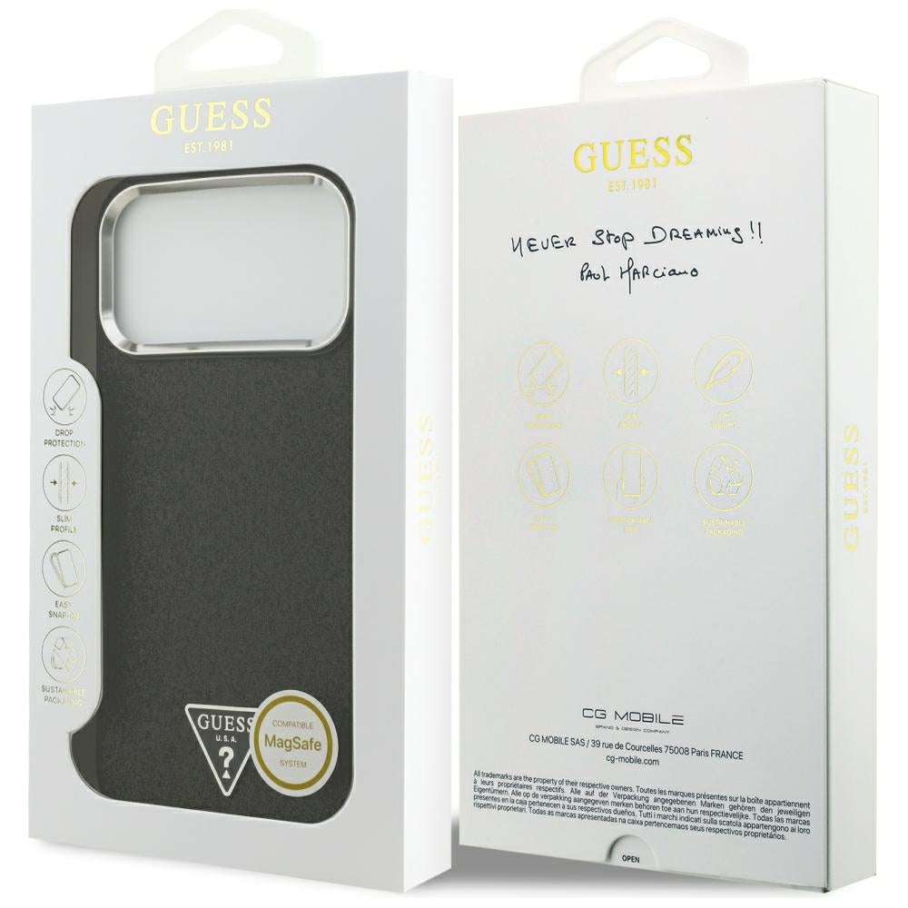 Guess iPhone 17 Pro Max/iPhone 18 Pro Max Deksel Glitter Triangle Logo Svart