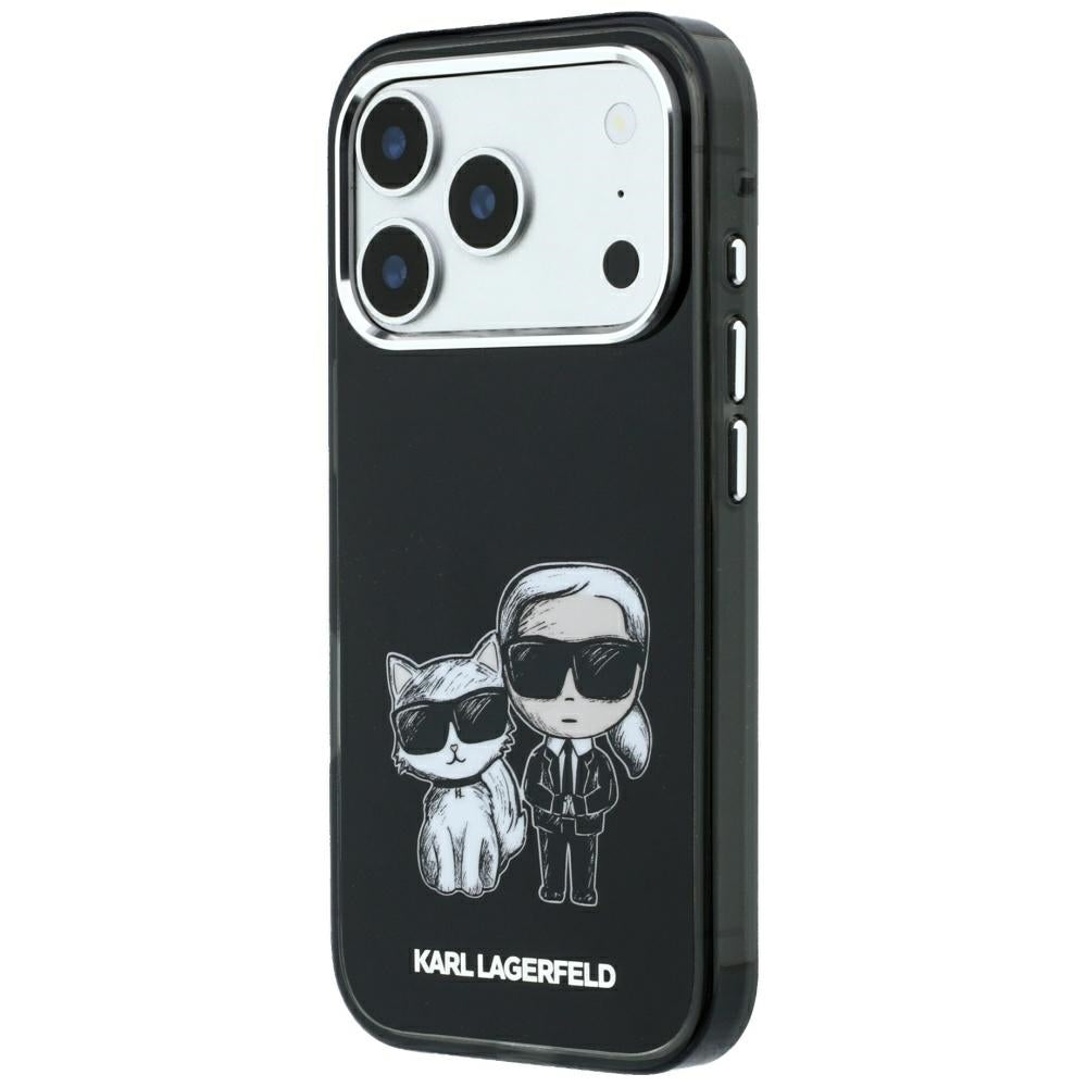 Karl Lagerfeld iPhone 17 Pro/iPhone 18 Pro Deksel Smooth Karl & Choupette Sketch Svart