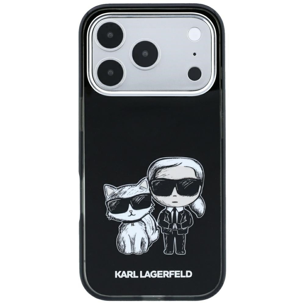 Karl Lagerfeld iPhone 17 Pro/iPhone 18 Pro Deksel Smooth Karl & Choupette Sketch Svart