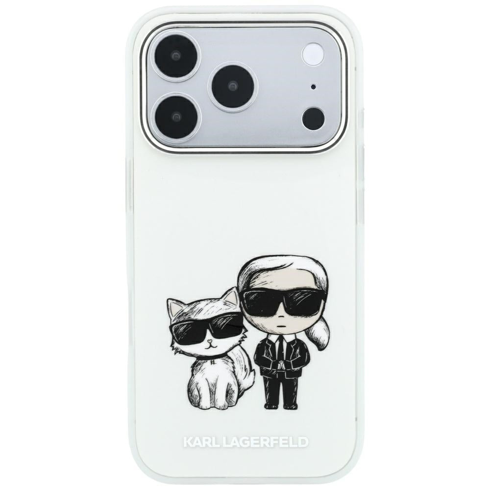 Karl Lagerfeld iPhone 17 Pro/iPhone 18 Pro Deksel Smooth Karl & Choupette Sketch Beige