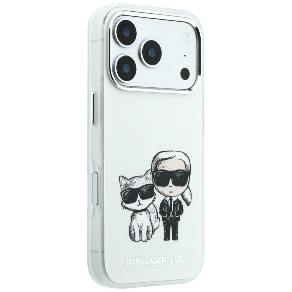 Karl Lagerfeld iPhone 17 Pro/iPhone 18 Pro Deksel Smooth Karl & Choupette Sketch Beige