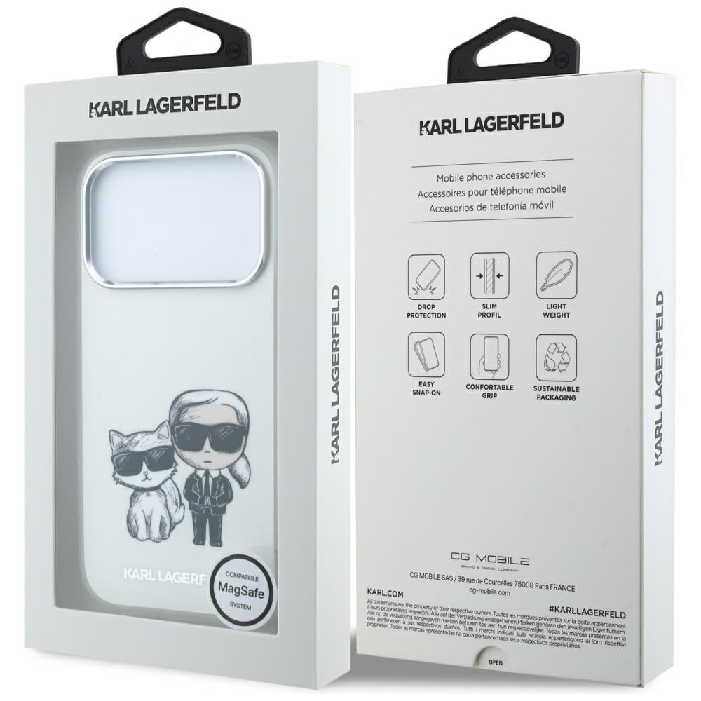 Karl Lagerfeld iPhone 17 Pro/iPhone 18 Pro Deksel Smooth Karl & Choupette Sketch Beige