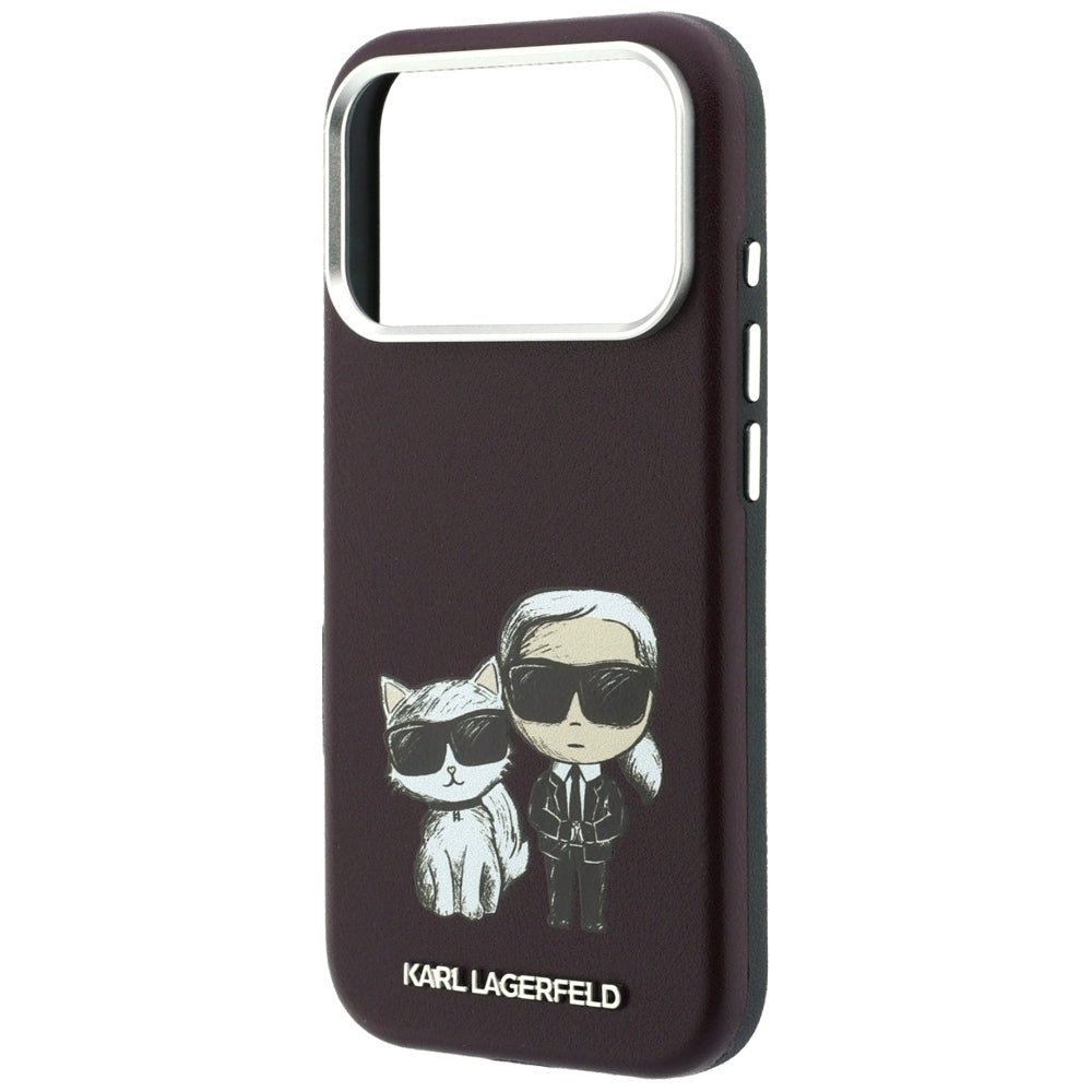 Karl Lagerfeld iPhone 17 Pro/iPhone 18 Pro Deksel Smooth Karl & Choupette Sketch Burgunder
