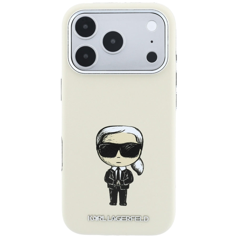Karl Lagerfeld iPhone 17 Pro/iPhone 18 Pro Deksel Smooth Ikonik Sketch Beige