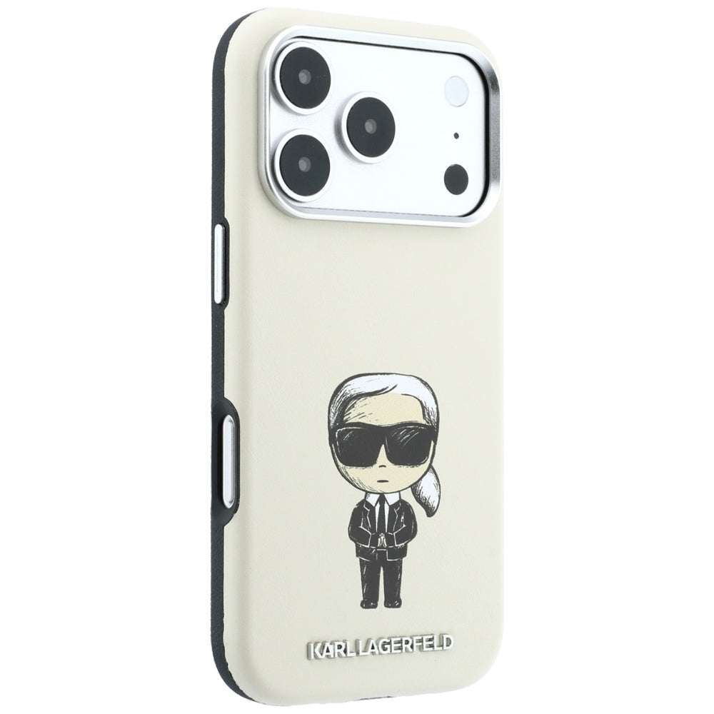 Karl Lagerfeld iPhone 17 Pro/iPhone 18 Pro Deksel Smooth Ikonik Sketch Beige